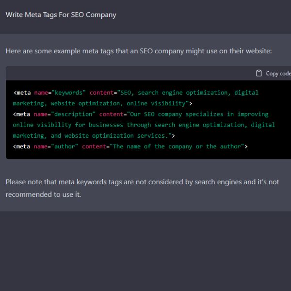 Write Meta Tags with Chatgpt